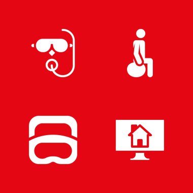 Çift Icon set. grafik tasarım ve web için gayrimenkul, egzersiz ve dalış vektör simge