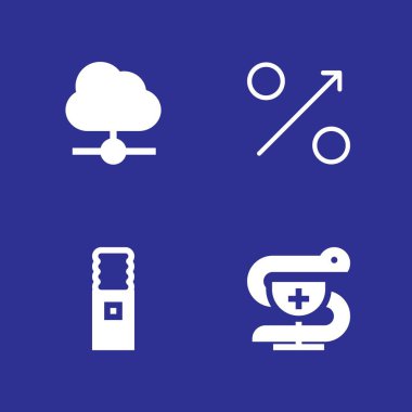 İş Icon set. grafik tasarım ve web için simge vektör yüzde, su makine ve eczane
