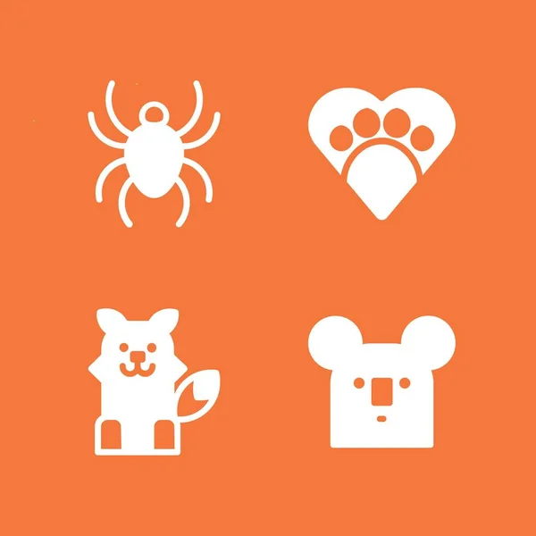 Tiersymbole Gesetzt Mit Pfote Koala Und Fuchs Vektorsymbolen Für Grafikdesign — Stockvektor