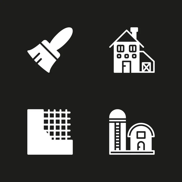 Grunge Icon Set Paint Brush Wall Barn Vector Icon Graphic — Stock Vector