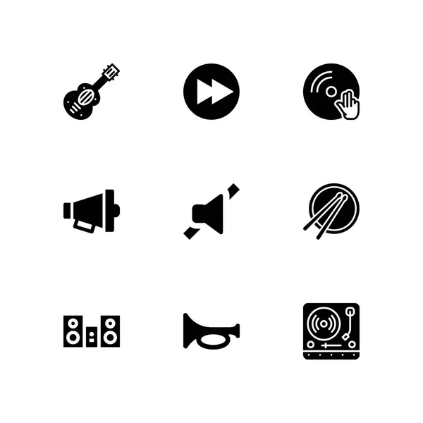 Müzik Icon Set Trompet Müzik Çalar Grafik Tasarım Web Için — Stok Vektör