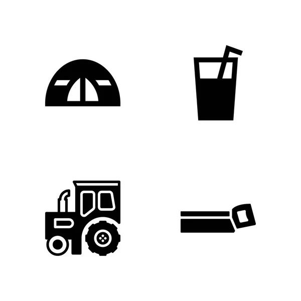 Conjunto Iconos Alimentos Icono Tienda Corte Vector Tractor Para Diseño — Archivo Imágenes Vectoriales