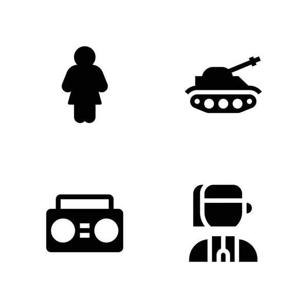 Fashion Icon Set Boombox Woman Tank Vector Icon Graphic Design — Stock Vector