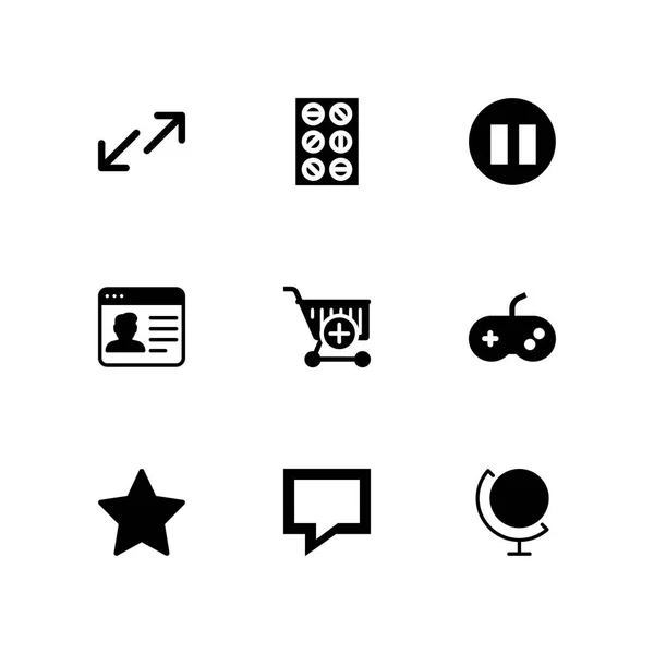 Internet Icon Set Mit Gamepad Lieblings Und Pausenvektorillustration Für Grafikdesign — Stockvektor