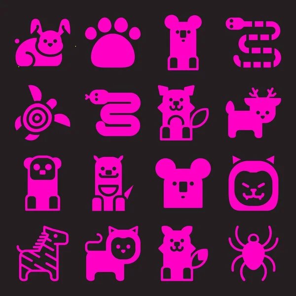 Wild Icon Set Con Koala Canguro Lobo Vector Iconos Para — Archivo Imágenes Vectoriales