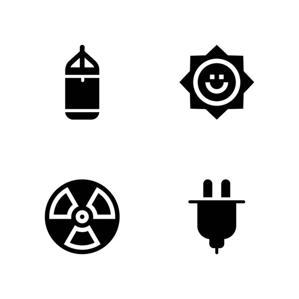 Energie Symbol Gesetzt Radioaktivität Boxsack Und Steckervektorsymbol Für Grafikdesign Und — Stockvektor