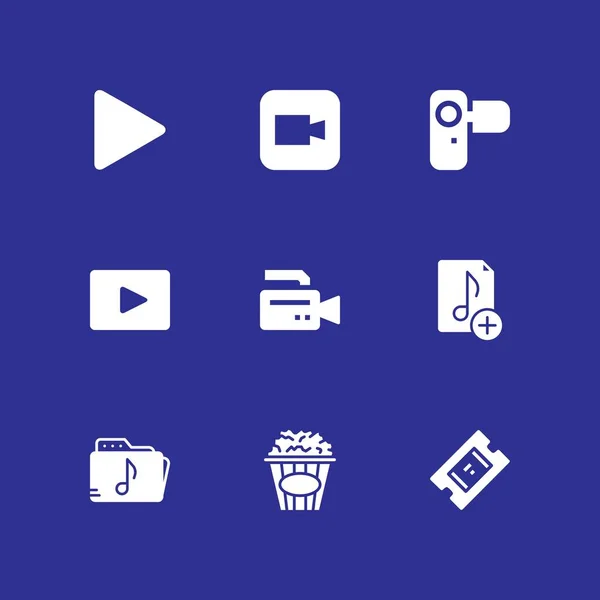 9 movie icon set with video player, camcorder and video camera vector illustration for graphic design and web