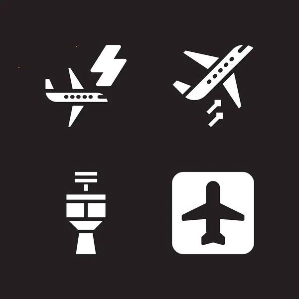 Flughafen Symbol Gesetzt Mit Vektorsymbolen Für Flugzeug Flugzeug Und Abflug — Stockvektor