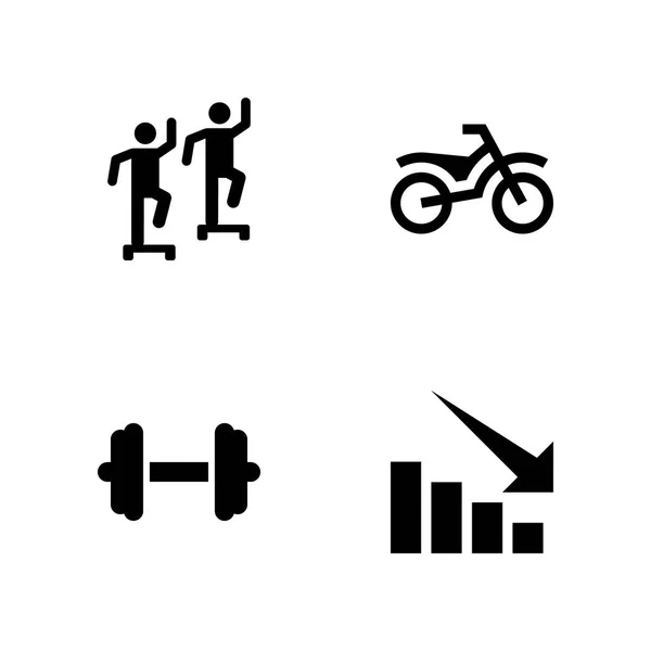 Conjunto Iconos Fitness Mancuerna Bicicleta Ejercicio Icono Del Vector Para — Archivo Imágenes Vectoriales