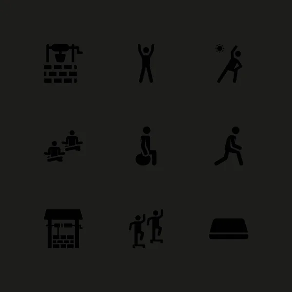 Набор Значков Йоги Упражнения Упражнения Векторная Иконка Графического Дизайна Веб — стоковый вектор
