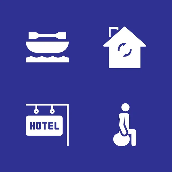 Man Icon Gesetzt Übung Hotel Und Kajakvektorsymbol Für Grafikdesign Und — Stockvektor
