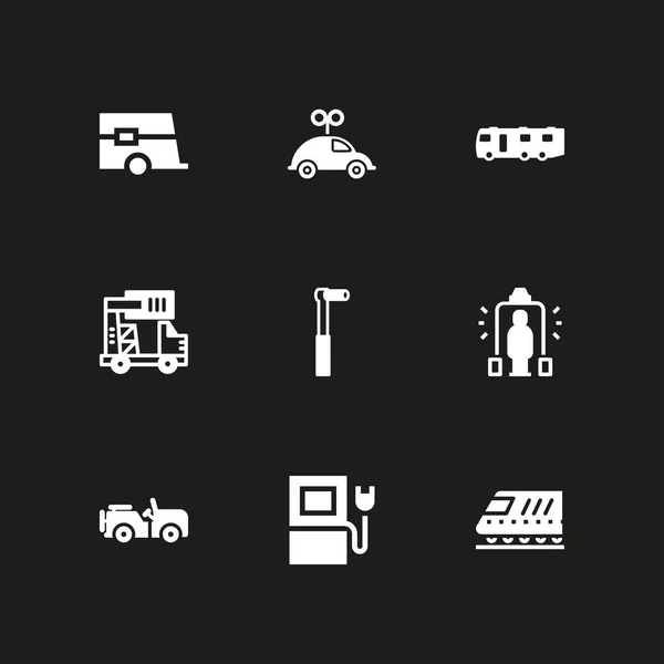 Conjunto Iconos Caravana Tren Trinquete Icono Del Vector Para Diseño — Vector de stock