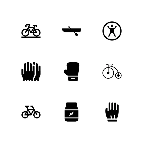 Conjunto Iconos Fitness Guante Bicicleta Bicicleta Icono Vectores Para Diseño — Archivo Imágenes Vectoriales