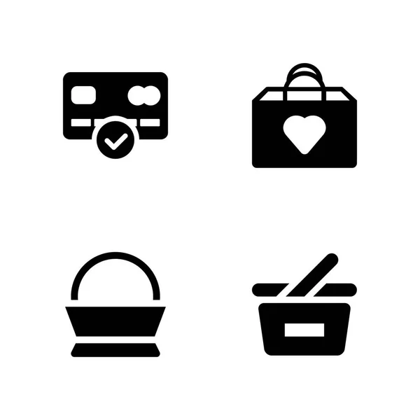Shopping Icon Gesetzt Warenkorb Einkaufstasche Und Kreditkartenvektorsymbol Für Grafikdesign Und — Stockvektor