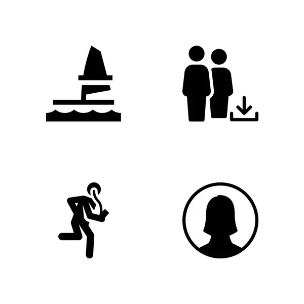 Person Icon Set Windsurf User Group Vector Icon Graphic Design — Stock Vector
