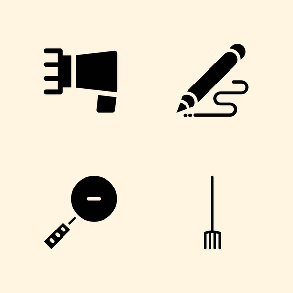 Hair Salon Rake Pencil Zoom Out Icons Set Vector Graphic — Stock Vector