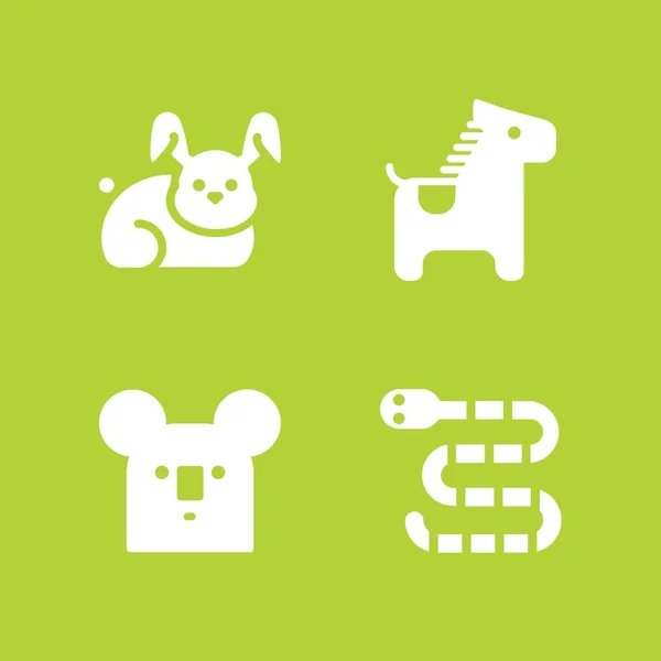 Hayvan Icon Set Koala Yılan Ati Grafik Tasarım Web Için — Stok Vektör