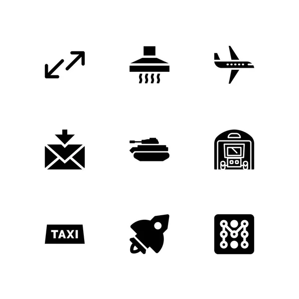 Technologie Icon Gesetzt Tank Taxi Und Mail Vektor Symbol Für — Stockvektor