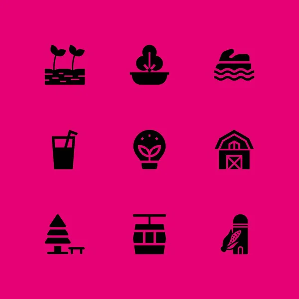 nature icon set. ecology, cable car cabin and sea scooter vector icon for graphic design and web