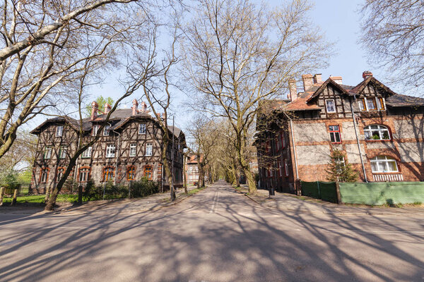 Traditional old brick houses in Zabrze