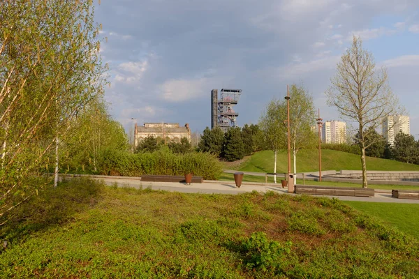 Katowice Polen Industriële Landschap Oude Mijnschacht — Stockfoto