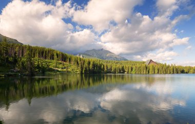 Yüksek dağlar göl sularında zıplatma