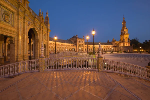 Vista Nocturna Plaza España Sevilla Andalucía España — Foto de Stock