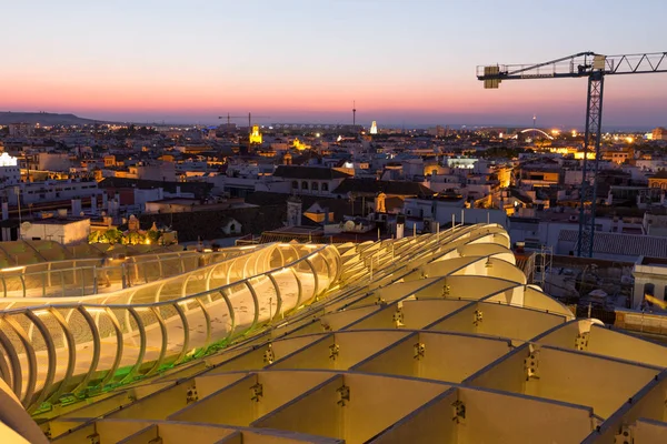 Sevilha Noite Arquitetura Moderna Metropol Parasol Setas Sevilha Junho 2018 — Fotografia de Stock