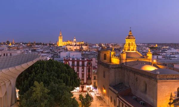 Sevilha Espanha Skyline Cidade Entardecer — Fotografia de Stock