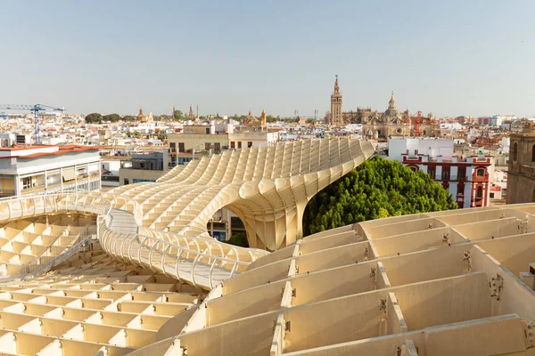 Sewilla Panorama Widok Góry Przestrzeni Metropol Parasol Setas Sevilla Czerwca — Zdjęcie stockowe