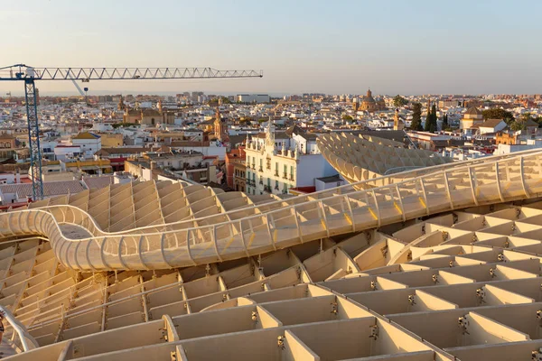 Sewilla Panorama Widok Góry Przestrzeni Metropol Parasol Setas Sevilla Czerwca — Zdjęcie stockowe