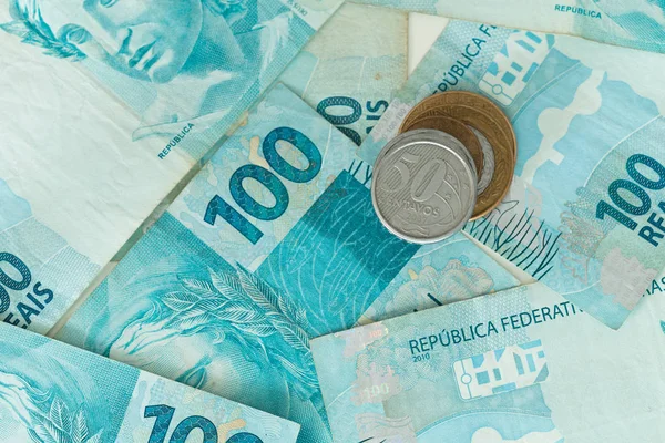 Бразильские Деньги Реалы Высокие Номиналы — стоковое фото