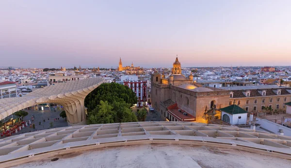 Séville Espagne Skyline Ville Crépuscule — Photo