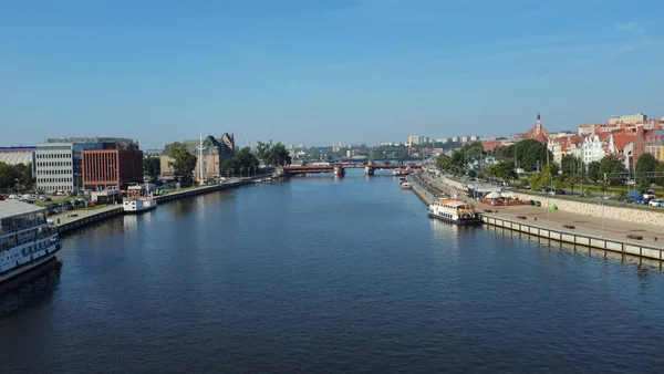 Щецин Польше Панорама Реки — стоковое фото