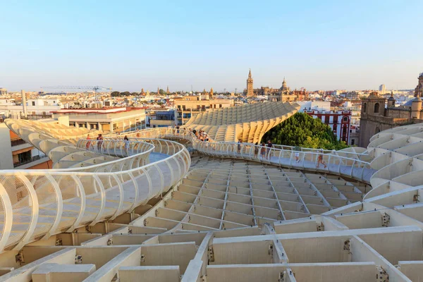 Sevilla Španělsko Panoramatický Pohled Vrcholu Prostoru Metropol Parasol Setas Sevilla — Stock fotografie