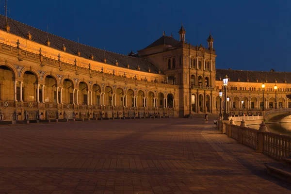 Vista Nocturna Plaza España Sevilla Andalucía España — Foto de Stock