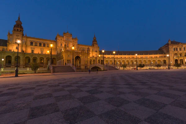 Night View Plaza Espana Seville Andalusia Spain — Stock Photo, Image