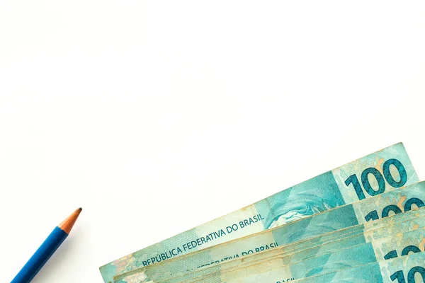 Dinero Brasileño Reales Denominaciones Altas — Foto de Stock