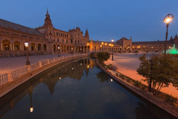 Vista Nocturna Plaza España Sevilla Andalucía España —  Fotos de Stock