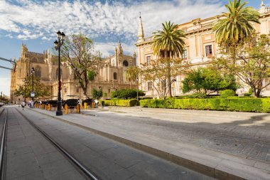 Sevilla, İspanya. Pazar yeri tarihi mimari görünümünü