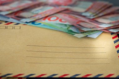 Bir yazıt için boşluk ile zarf ile Yeni Zelanda doları