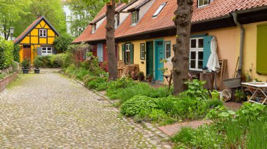 Stralsund. Rugen adasında liman kenti geleneksel mimarisi