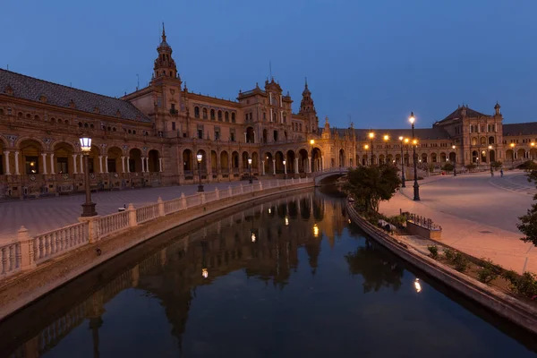 Vista Nocturna Plaza España Sevilla Andalucía España —  Fotos de Stock