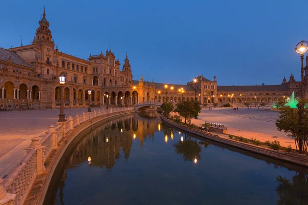 Night View Plaza Espana Seville Andalusia Spain — Stock Photo, Image