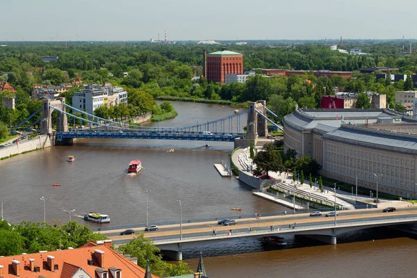 Det Wroclaw Ovanifrån Floden Och Grunwaldzki Bron — Stockfoto