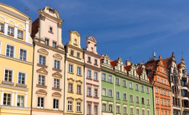 Wroclaw, eski şehir tarihi tenements Fronts