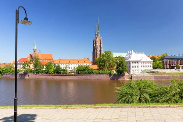 Wroclaw Boulevards Rivière Vue Sur Vieille Ville — Photo