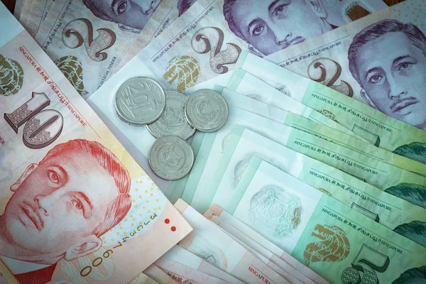 Dólares Singapura Vista Das Várias Denominações — Fotografia de Stock