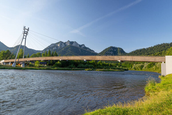 Mountain landscape.  Pieniny, Three Crowns Peak on the Dunajec River 