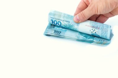 Brezilyalı para. 100 yüz reais. Metin için boş yer